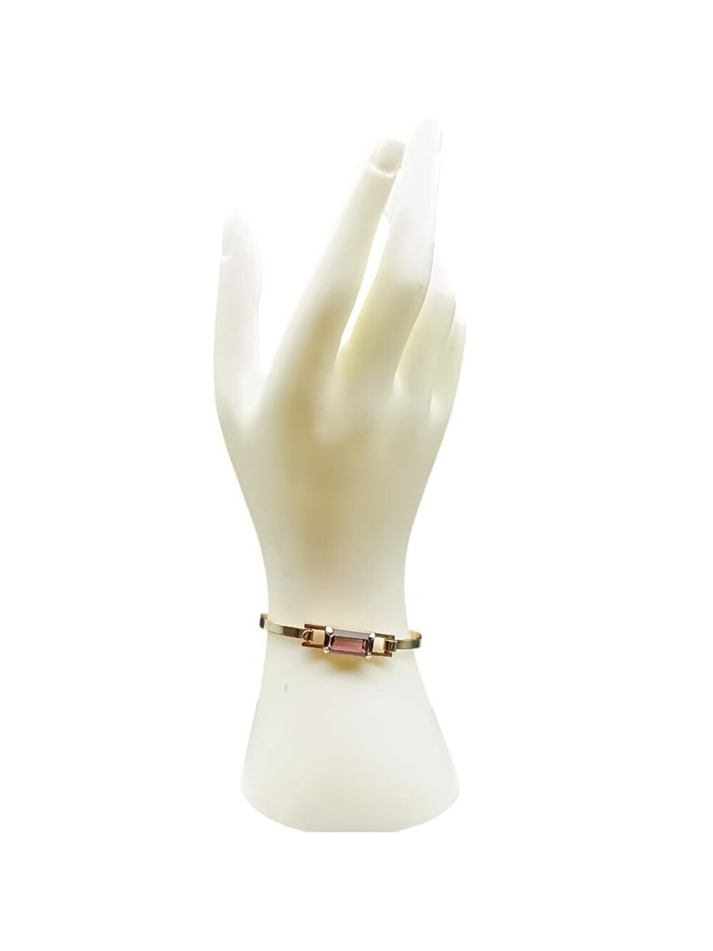 Vintage Avon Gold-Tone Bangle Bracelet With Purple Gemstone Accent